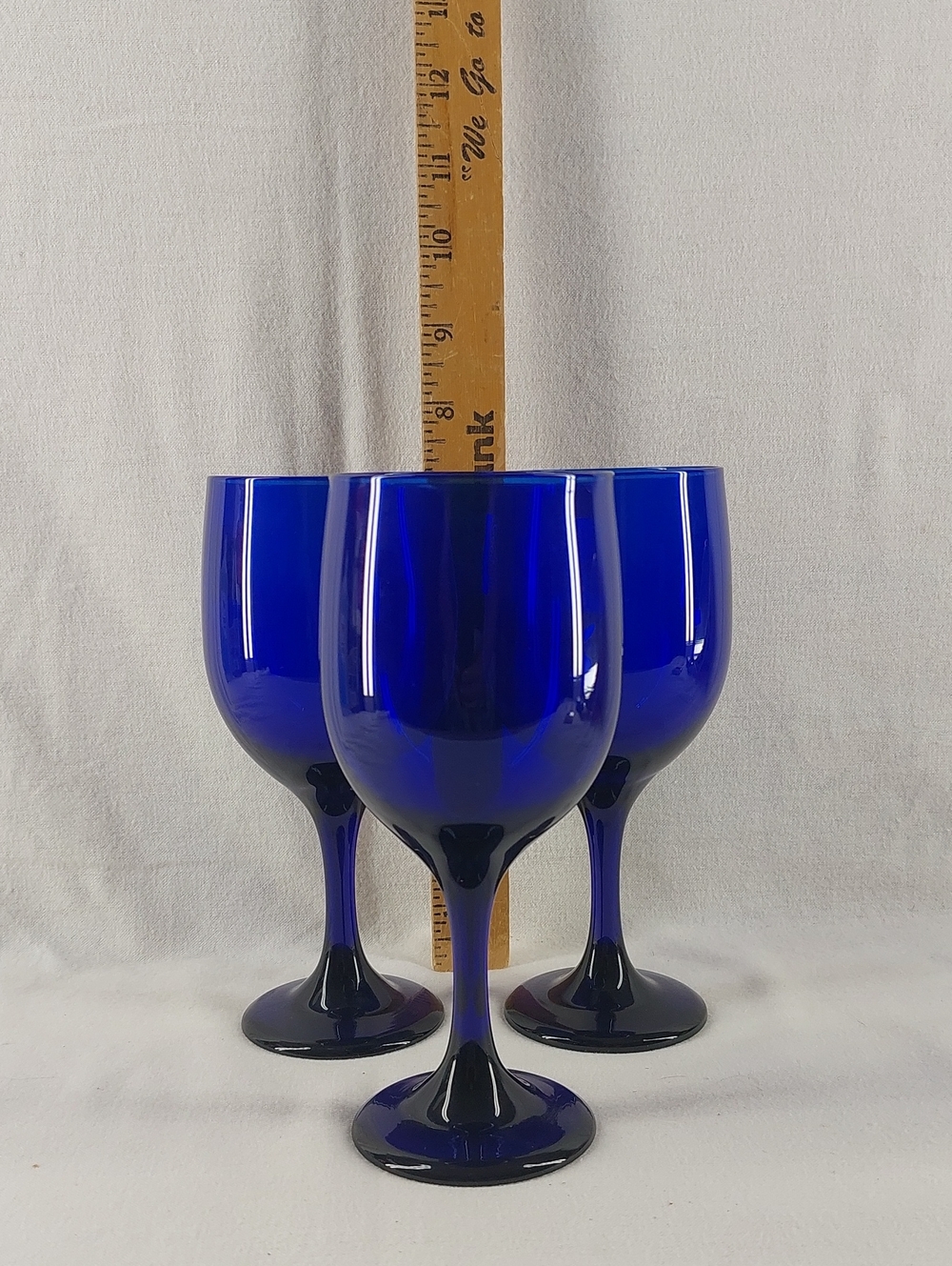 Cobalt Blue Glass Wine Goblets - Set of 3